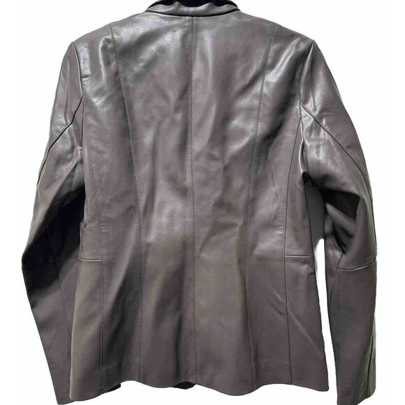 NWT KENNETH COLE WOMEN'S GRAY FAUX LEATHER STANDUP COLLAR ZIP JACKET SZ ~S - Picture 5 of 7